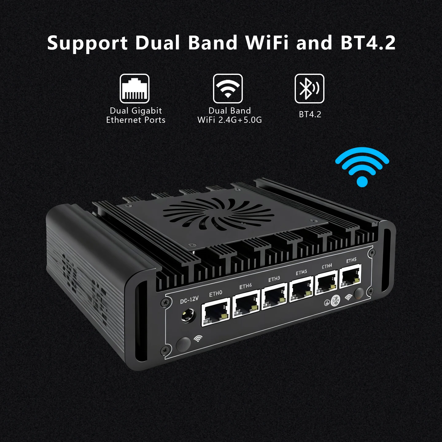 インテル Celeron J6412 ファンレスミニPC 6-I226 LANポート ファイアウォールアプライアンス ソフトルーター 16G 産業用組込みミニPC HD DP 4G SIM