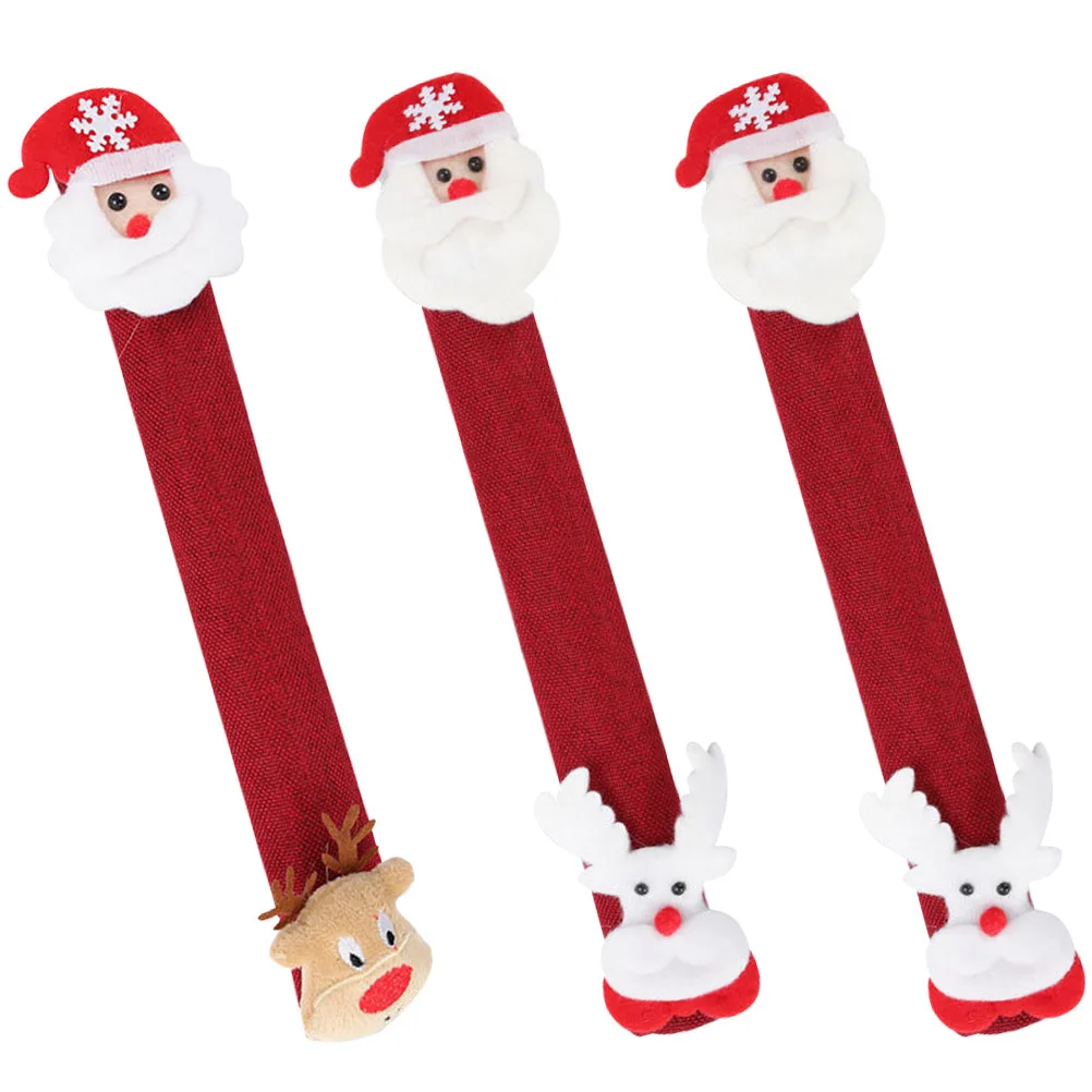 

3Pcs Refrigerator Handle Covers Christmas Design Static-Free Oven Microwave Fridge Handle Gloves for Kitchen Decor