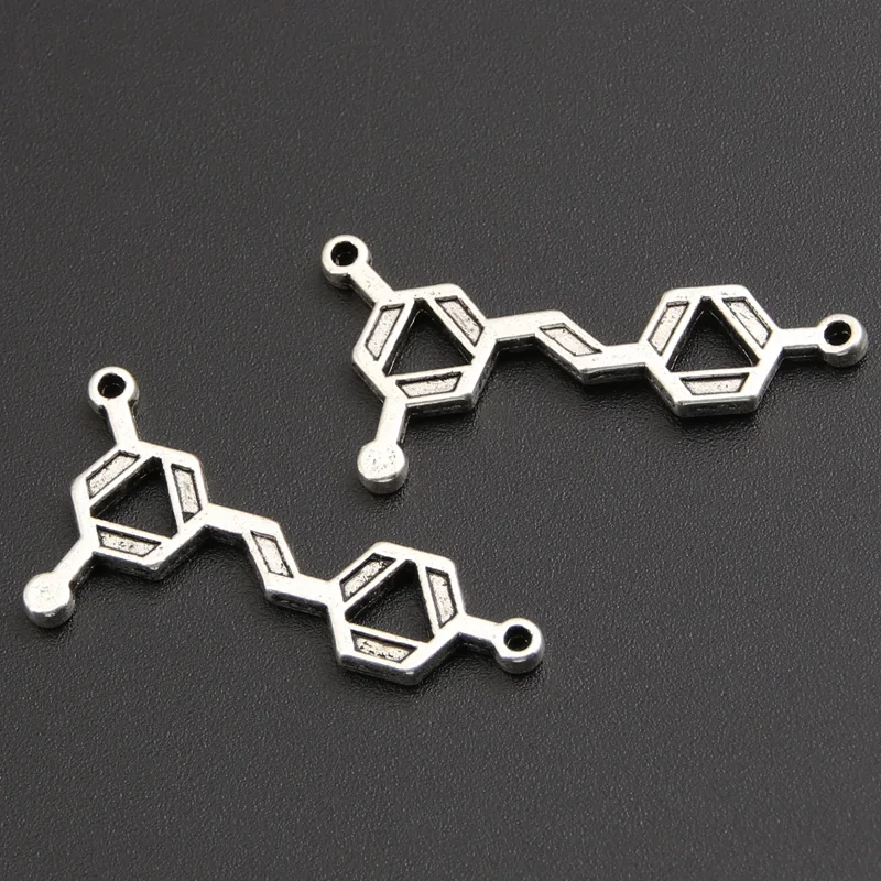 30pcs  Silver Color Resveratrol molecules Charm Pendant DIY Necklace Bracelet Bangle Findings 30x15mm A1814 SALE