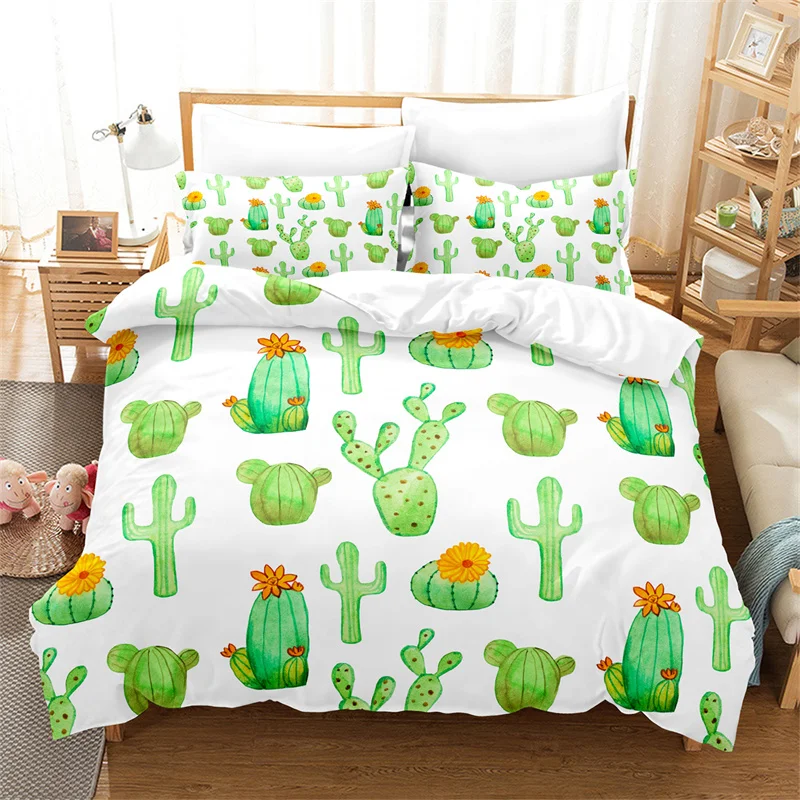 Cactus Bedding Set Tropical Plants Duvet Cover Set 3d Girl Bedding Fashion Kids Comforter Bedding Sets Queen Duvet Cover Set