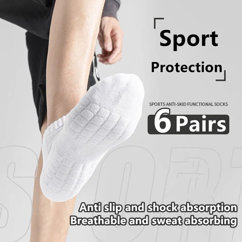 6 Pairs Thick-Soled Moisture Wicking Sports Socks With Cushioned Bottoms Perfect For Running