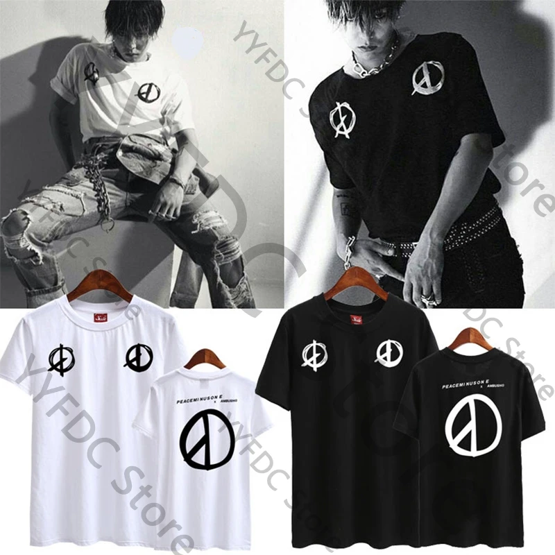 

G Dragon Magazine Same T-shirt Kpop Fashion Hip Hop Loose T Shirt Bigbang GD Fans Clothes Summer Cotton Short Sleeve Tee Toops