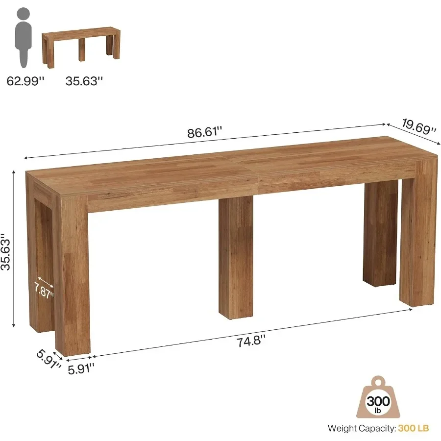 86.6-Inch Extra Long Bar Table, Rectangular Counter Height Table