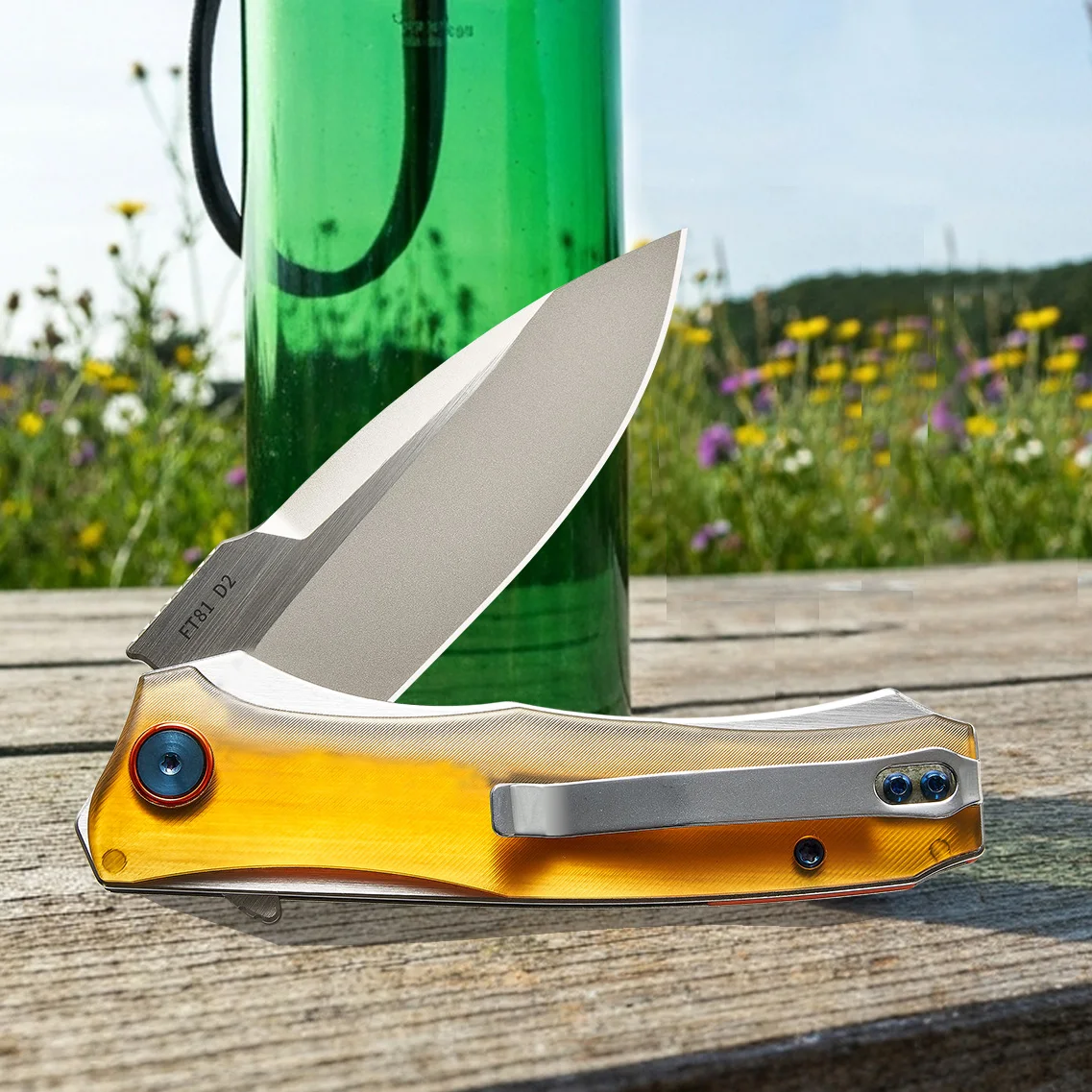 

FREETIGER PEI Ultem Handle Knife Folding Pocket Knife D2 Blade Outdoor Knife Camping Hiking Survival Multi-Tool EDC Knife