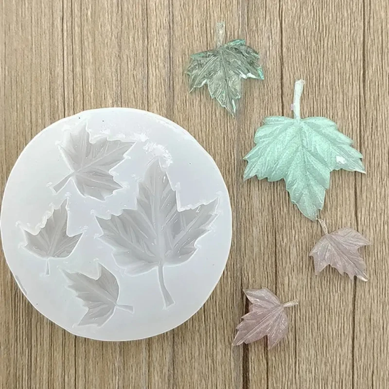 DIY Maple Leaf Resin Mould Silicone Necklace Pendant Making Clear Mold 4 Styles for Jewelry Crafting
