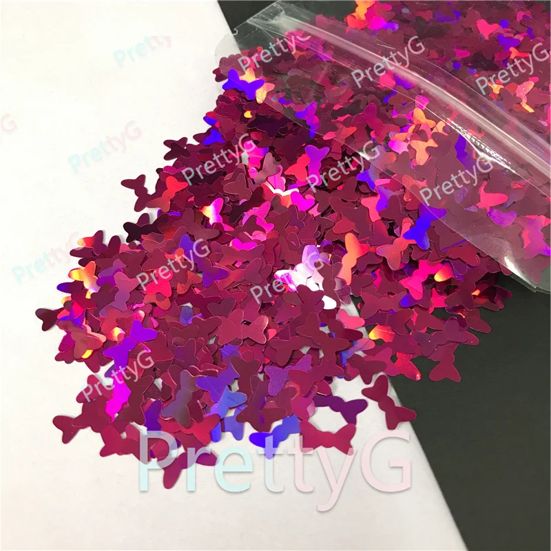 PrettyG Wholesale 10mm Bow Ties Bowknot Ultrathin Glitter Shape Cindy Color Sequins Glitter Supplies For Nail Art DIY Decoration