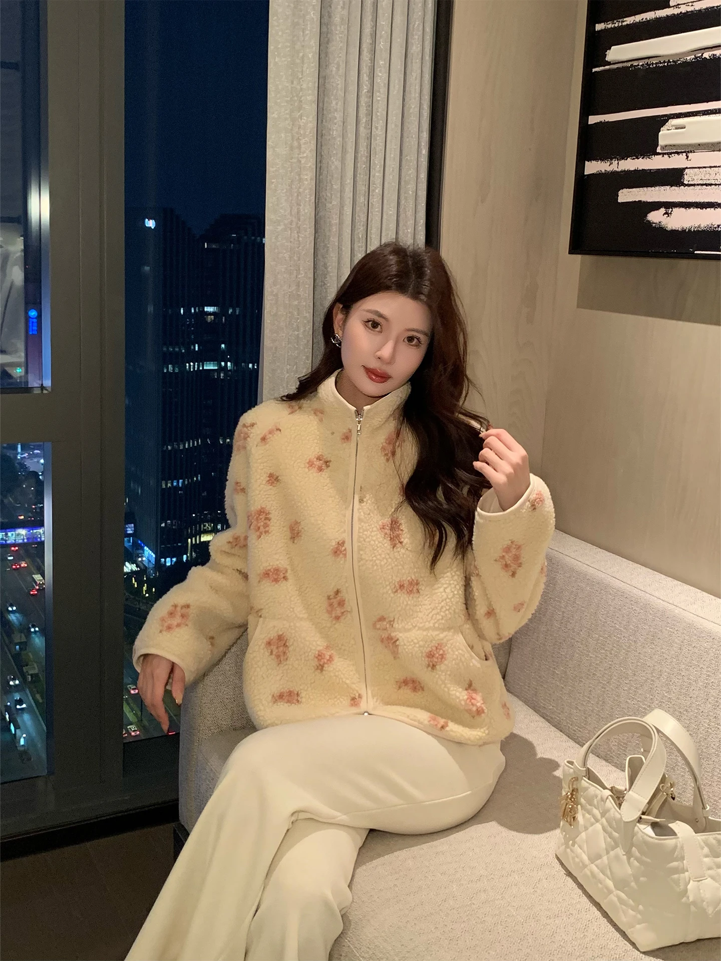 

Kun Spring Birth Loose Thiened Fce Jaet Women's Winter Heavy Work Warm Top New Sle Casual Stand Multket Polyes...