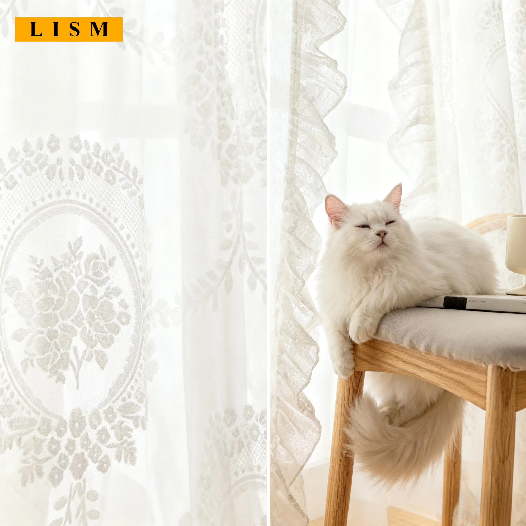 

French Relief Yarn Curtains for Living Room Bedroom Light Luxury Thickened Lace Floral Decor Custom Window Blackout White Tulle
