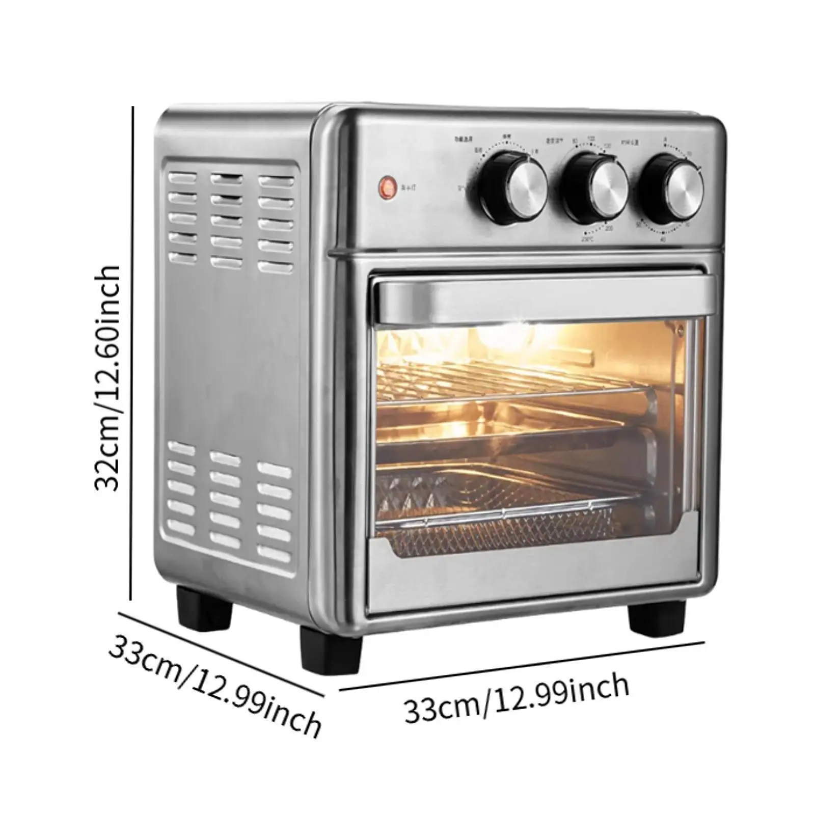 Air Fryer Toaster Oven Temperature Control Auto Shut Off Multifunctional with Timer for Roast Cake Pizaa Crisp French Fries