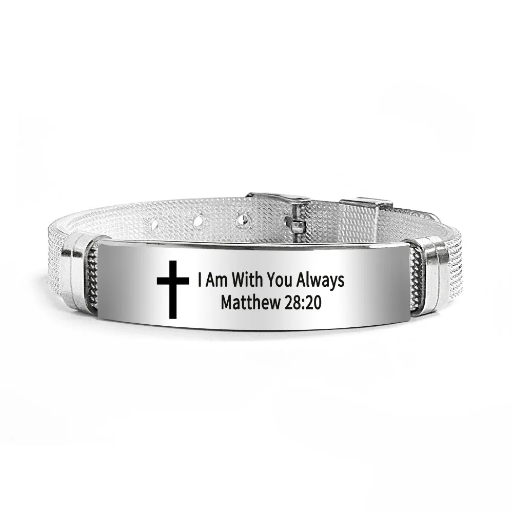 Stainless Steel/PVC Inspirational Quotes Braclets Adjustable Bible Verse Bible Verse Bracelet Silver Family Friendship Bracelet
