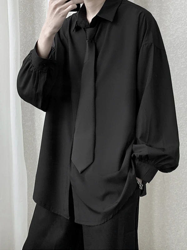 

Bla Samurai Long Sve irt Men's Ele Drapey Cuff Briti Sle Warden Series Loose Fit Polyester Fiber Summer irt