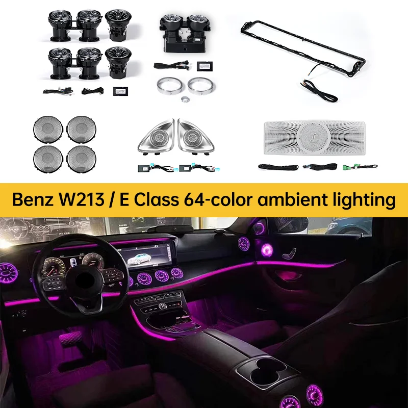 

Full Vehicle Ambient Lighting For mercedes benz W213 E300 E260 E320 E350 E53 E200 E Class 64 colors LED Interior Accessories
