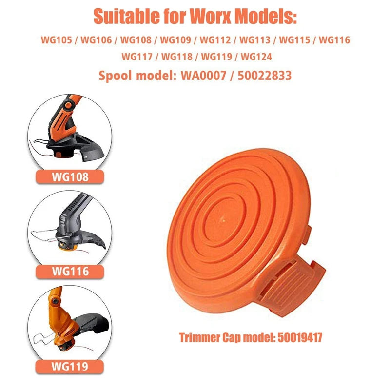 50019417 Grass Trimmer Spool Cap Cover for WORX Corded Electric String Trimmers Part Replacements