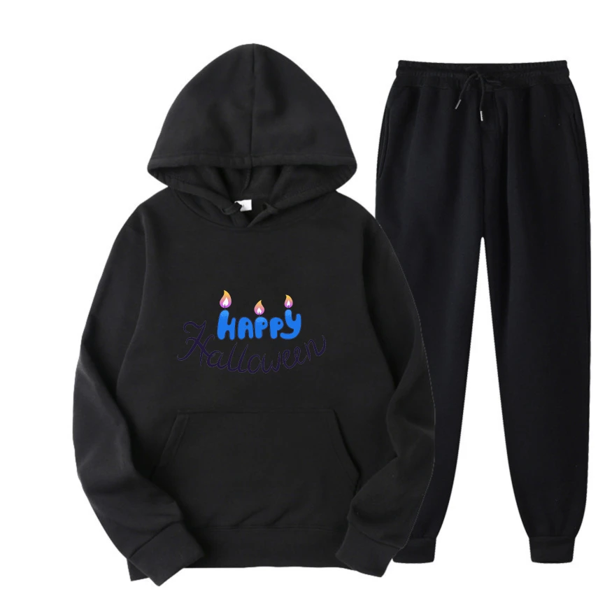 

2025 Blue Q-version English print for birthday Men Casual Graphic Hoodies suit Autumn winter Street Pullover Y2k Sweatshirt man