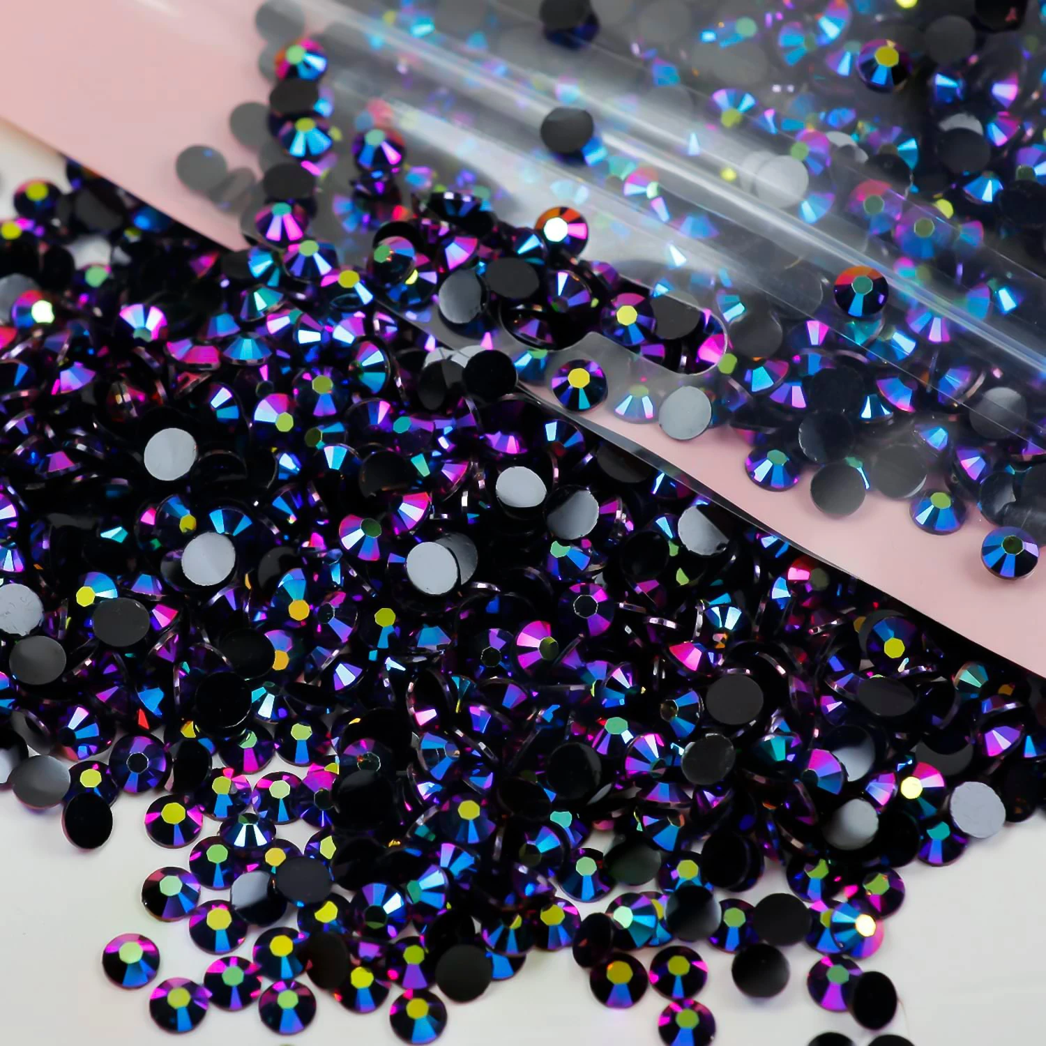 5000Pcs Purple Black AB Flatback Resin Rhinestones, 2mm-6mm Faux Nail Gems Crystal Bead for Crafts DIY Nail Art Charms Supplies