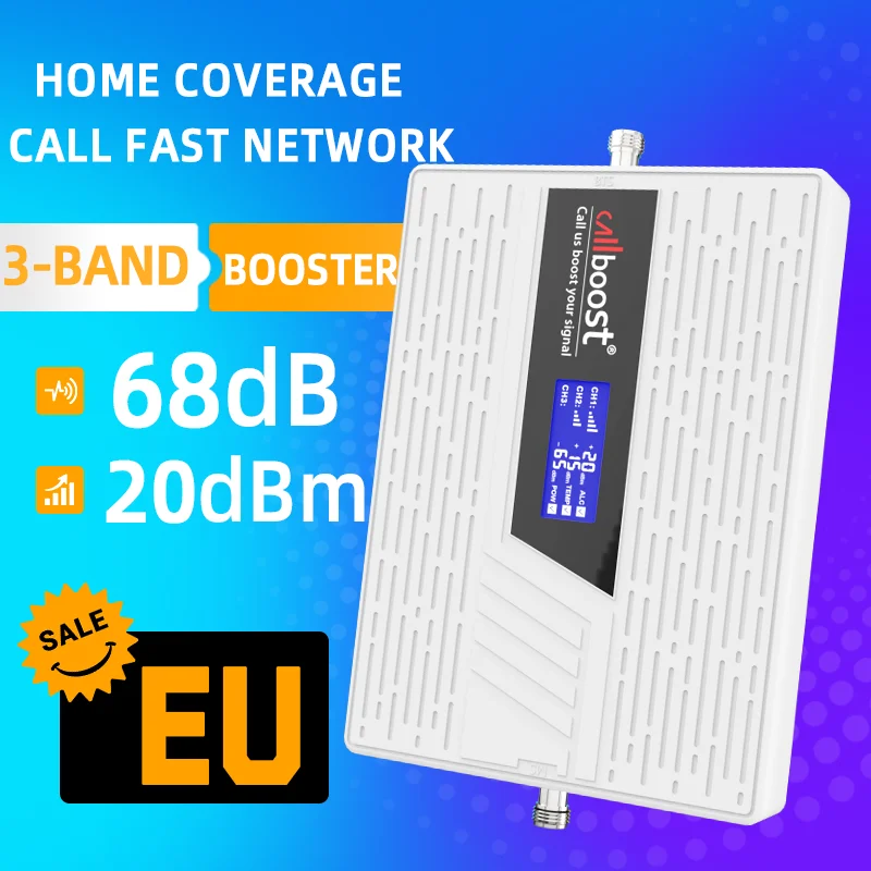 CALLBOOST Mobile Phone 4G GSM Cellular amplifier High Reinforced Network 2G 3G Enhanced Internet Amplifier 3Band 68dbi Repeater