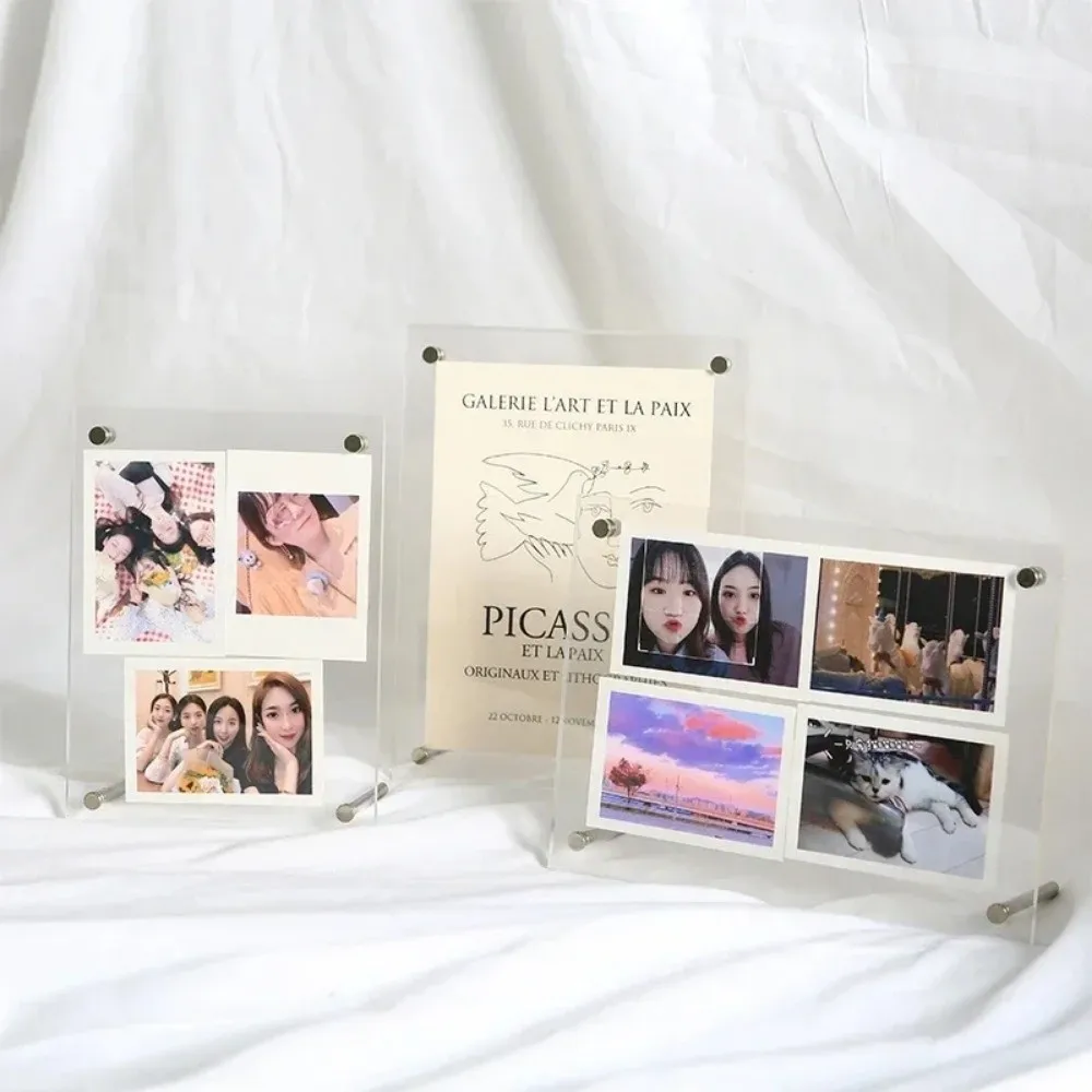 New Transparent Acrylic Photo Frame Tilted Design Clear Photocard Display Stand Modern Poster Display Stand Desktop view 5