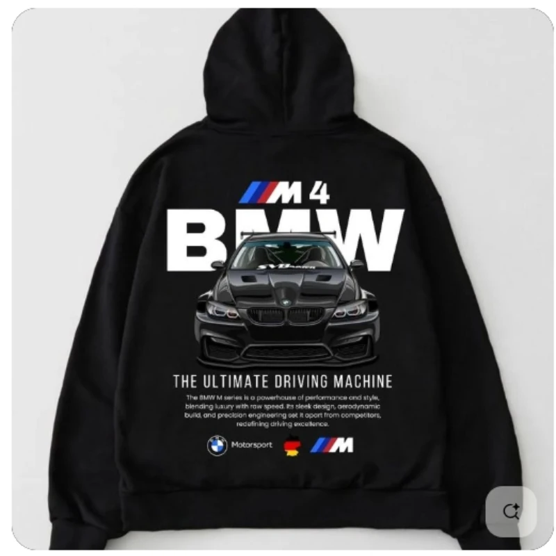 

Супер большая толстовка с капюшоном BMW для детей/взрослых, мода Y2K, универсальный повседневный осенне-зимний подходящий топ