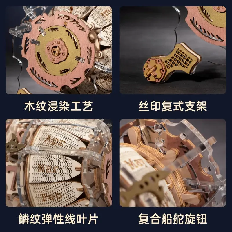 Time Engine: Calendar DIY Wooden Assembly Model Mechanical Clock, Hand-dial Mechanical Calendar