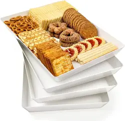 Multi pcs White Reusable Plastic Serving Platters for Cookie,Snack,Dessert,Party Food Display  Stackable Kitchen CounterTop Tray