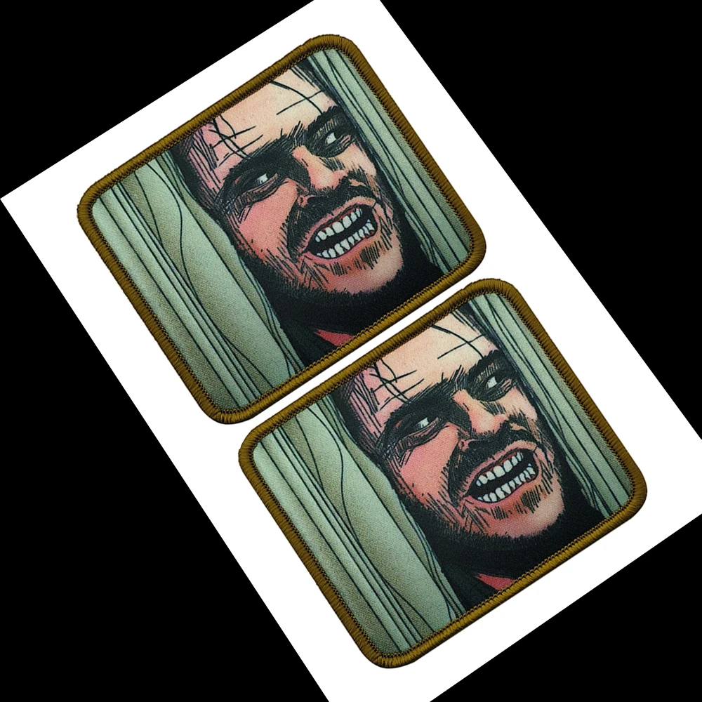 Sqaure Printing Movie Character THE SHINING Jack Face Emotion Fabric Patch Sew-on Tactical Sticker Unifrom Shoulder Labels