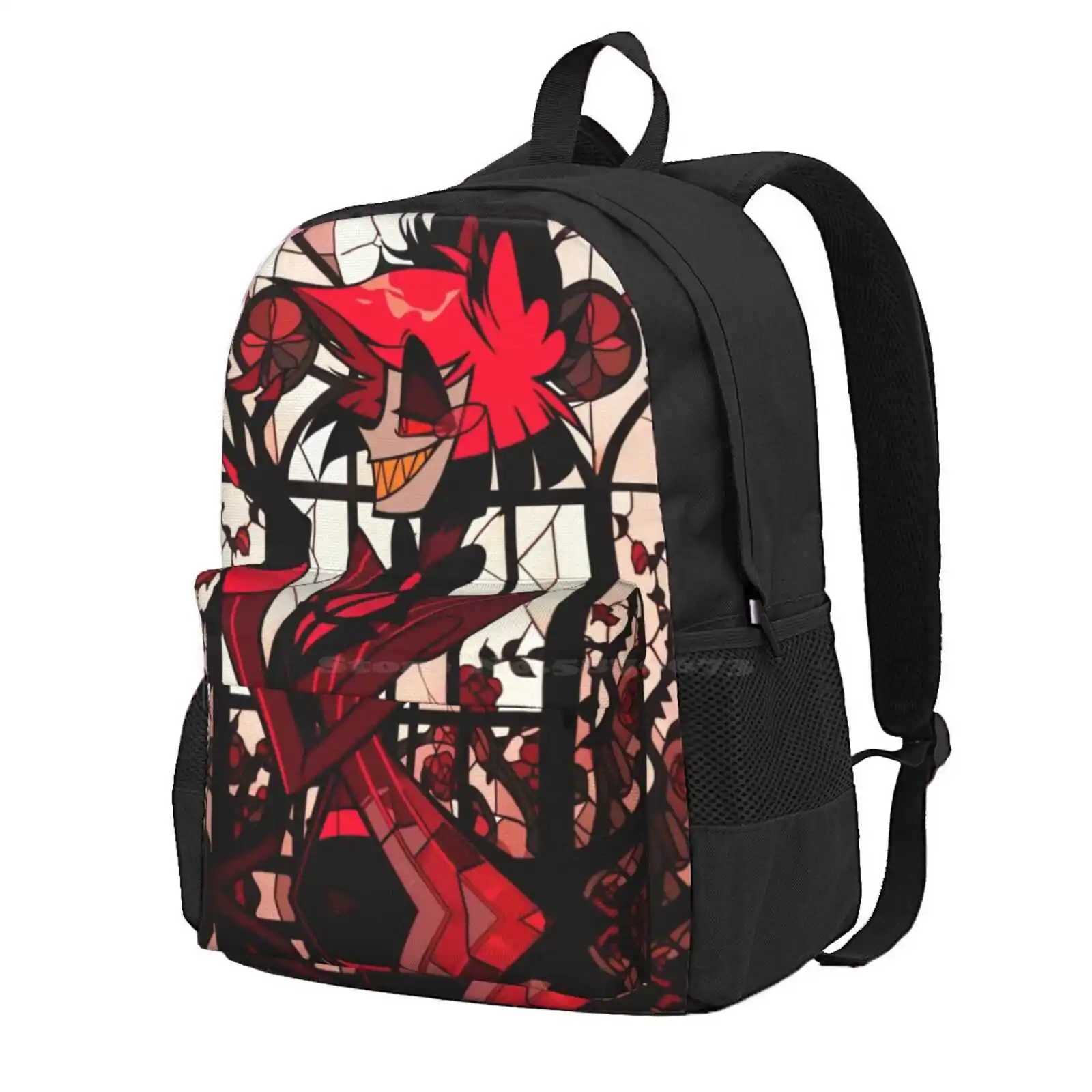 Stained Glass Alastor Hot Sale Schoolbag Backpack Fashion Bags Radio Demon Alastor Stained Glass Angel Dust