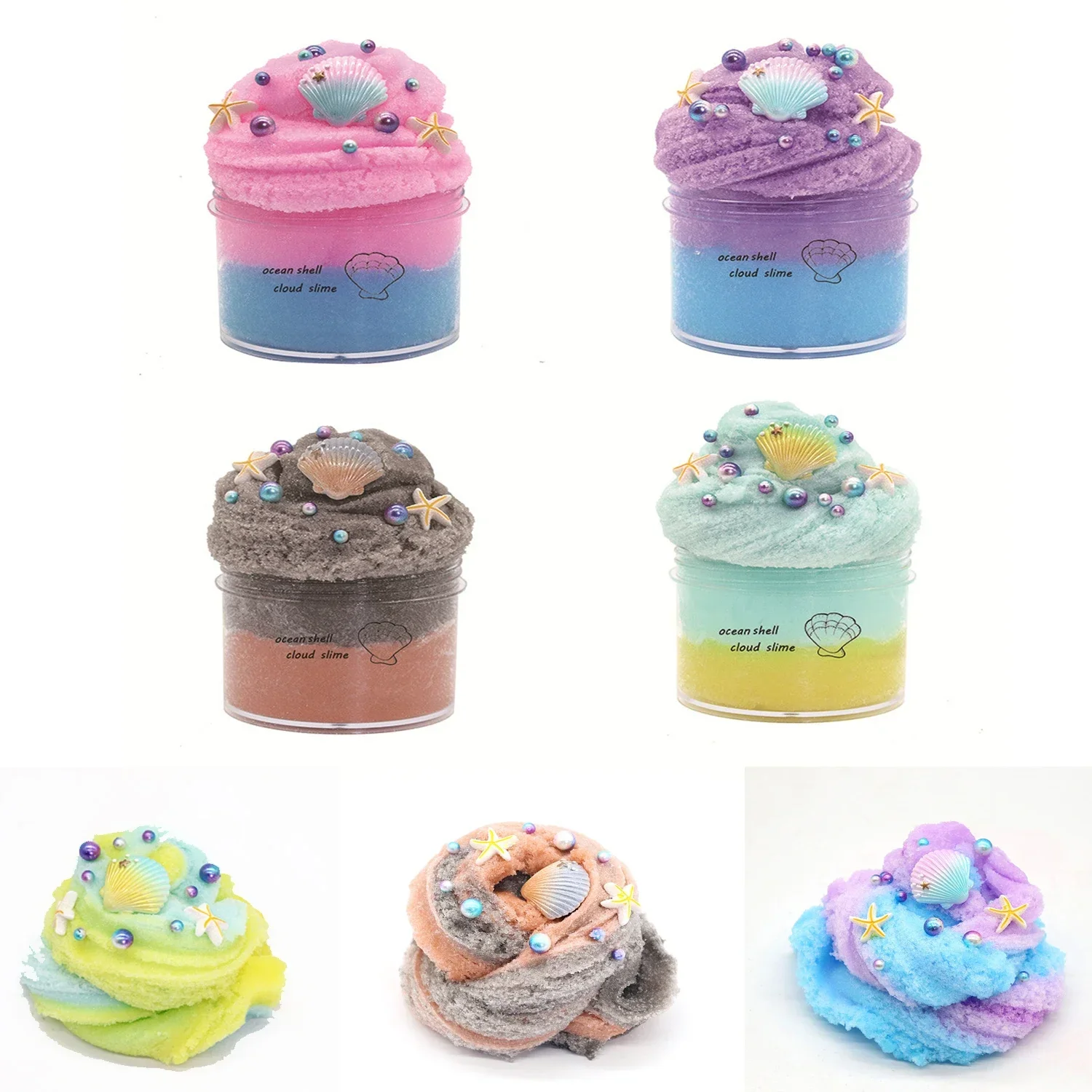 

Slime Fluffy Kit for Enfant Silk Ocean Shell Brushed Clay Homemade Mud Crystal Clay Plasticine Children's Toys Play Dough