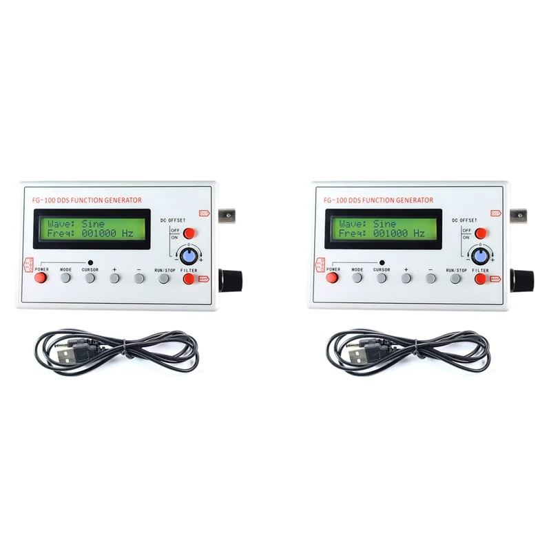

【Горячие продажи!】2X FG-100 Функция DDS Генератор сигналов Частотомер 1 Гц - 500 кГц Модуль синусоидальный + квадратный + треугольник + зубчатая волна