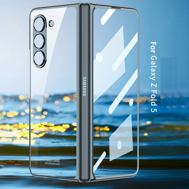 

GKK Clear Transparent Case For Samsung Galaxy Z Fold5 Fold 5 Electroplated Plastic Cover