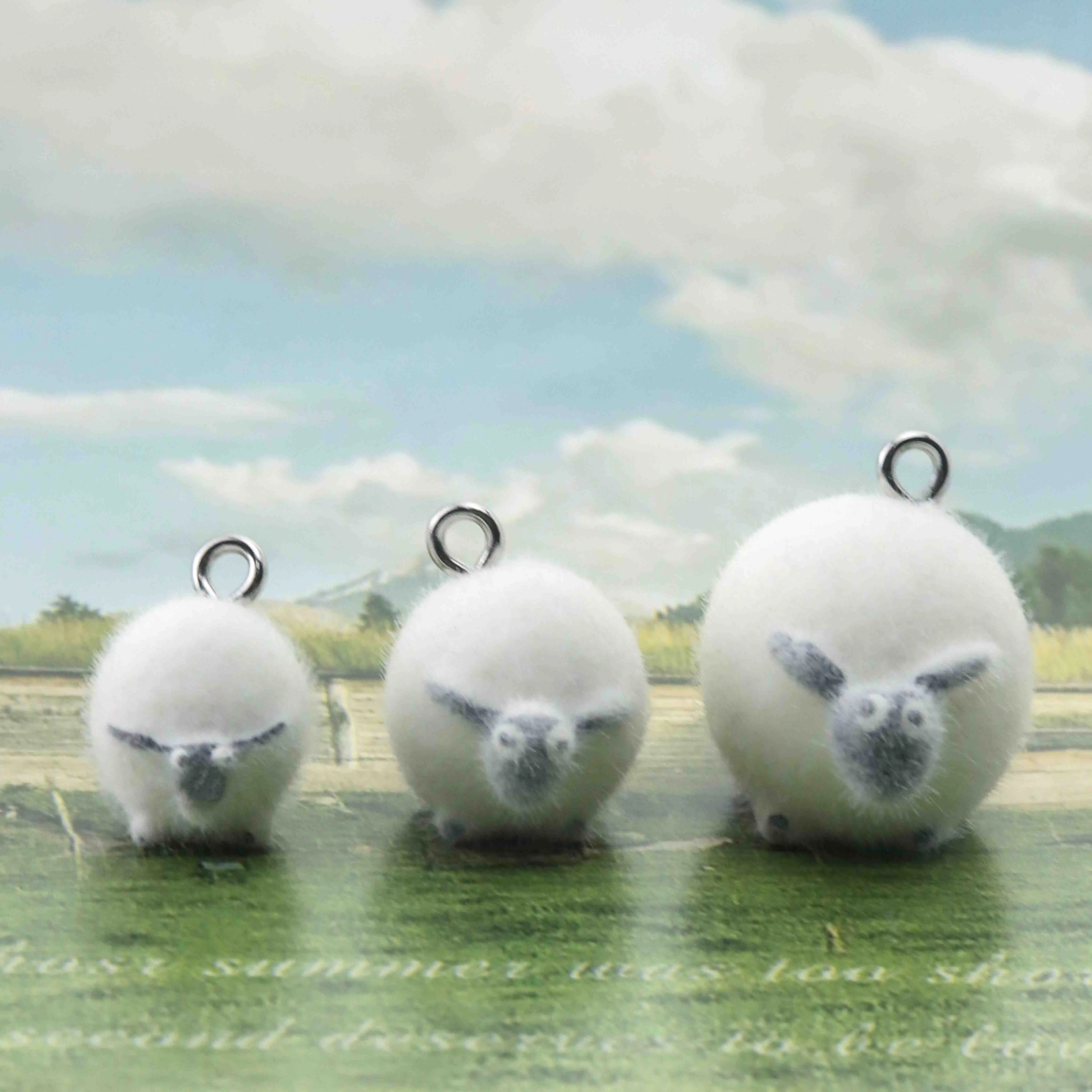 15 PCS Sheep Charms Cute Plush Animal Flocking Resin Pendant for Jewelry Making Diy HandmadeEarring Keychain Accessories