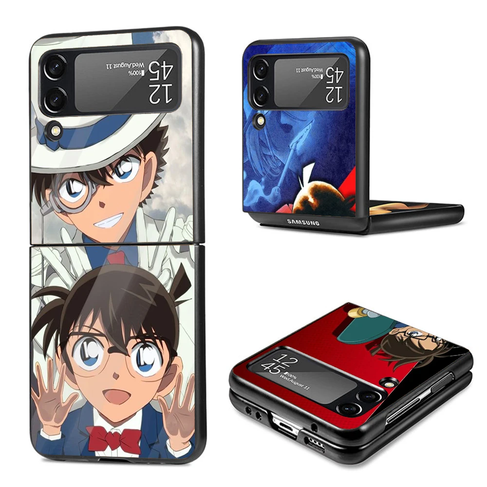 Anime Detective Conan Phone Case for Samsung Galaxy Z Flip6 5G Flip4 Flip5 Flip3 Black Cover Z Flip 6 5 4 3 PC Shell Coque Galax