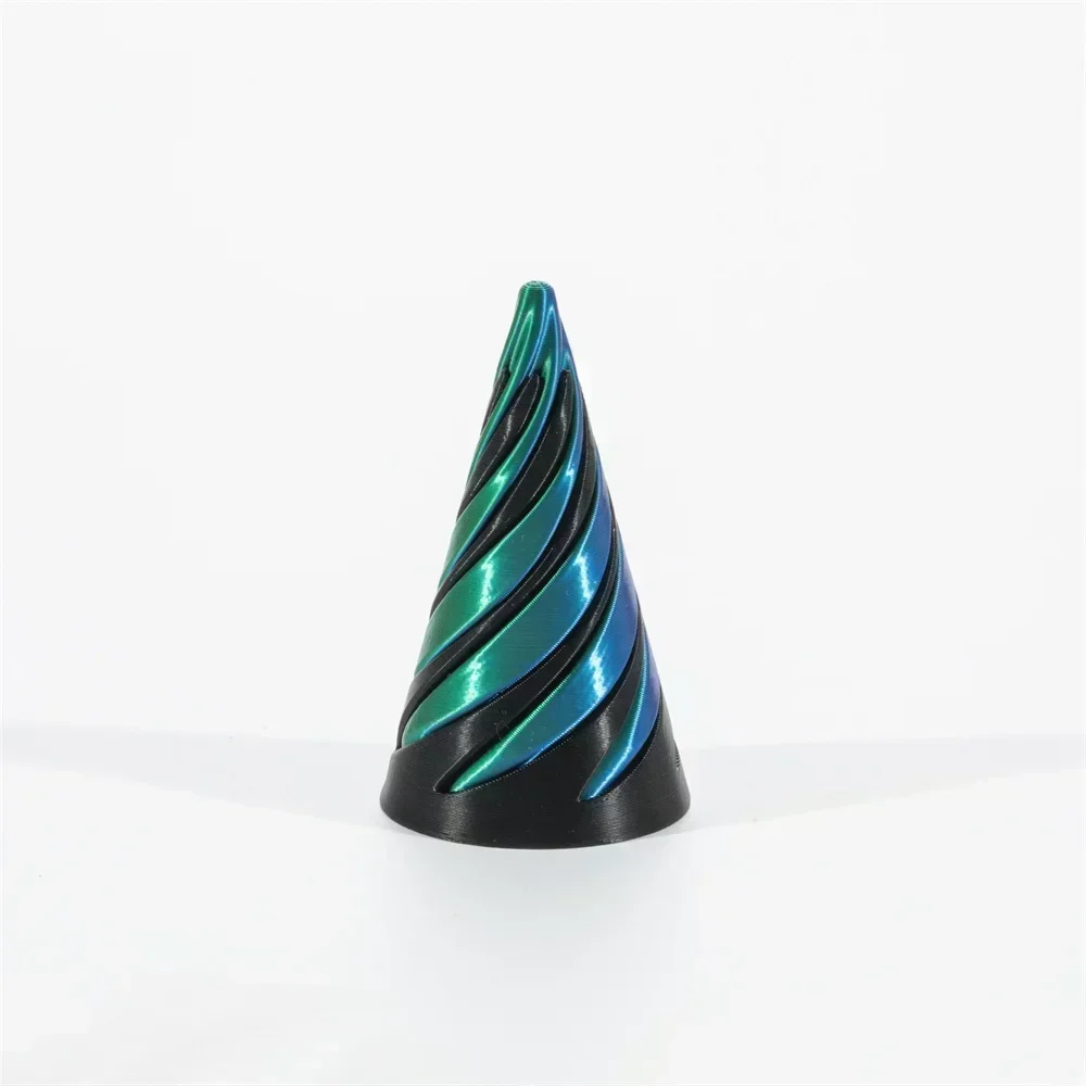 3D-geprinte spiraalkegelornament Fidgetspeelgoed Decompressie Draaiend Driedimensionale structuur Vingertop Dubbele kleur Stressverlichting