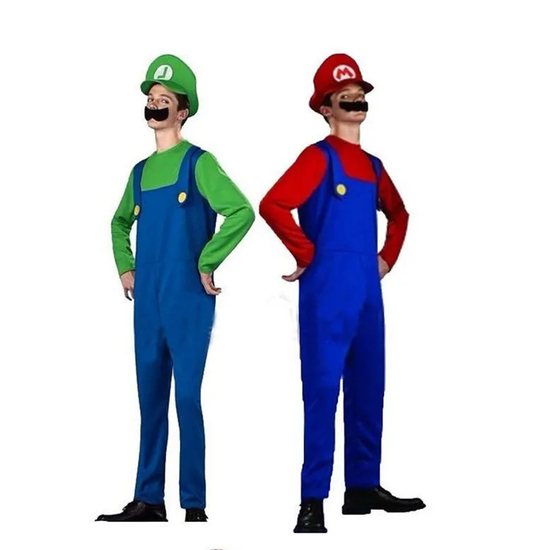 Halloween Cosplay Super Broers Luigi Bros Kostuums Loodgieter Spel Fancy Dress Up Feestkleding