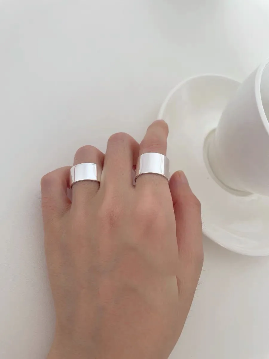 BF CLUB 925 Sterling Silver Rings For Women Girl Female Open Minimalist Retro Wide Ring Creative Anillos Bague Fine Jewelry