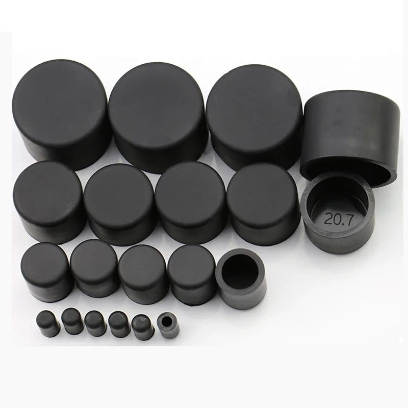 Black Round Silicone Rubber End Cap Dust Seal Protection Gaskets Pipe Cover Caps Tube Insert Stoppers ID3.7-28.7mm