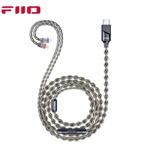 FiiO LS-TC2 Cable de actualización de auriculares de 2 pines de 0,78 mm tipo C compatible con llamadas de voz de micrófono, decodificación de audio DSP