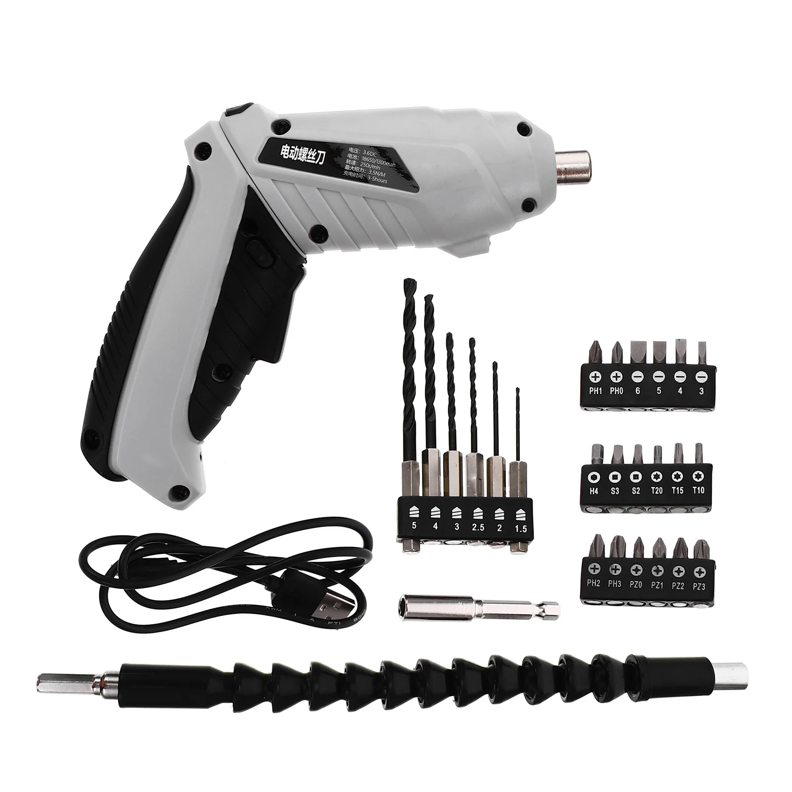 1Set Kit di cacciaviti elettrici Cacciavite domestico ricaricabile Mini trapano strumento ricaricabile USB per viti piccole di montaggio di mobili