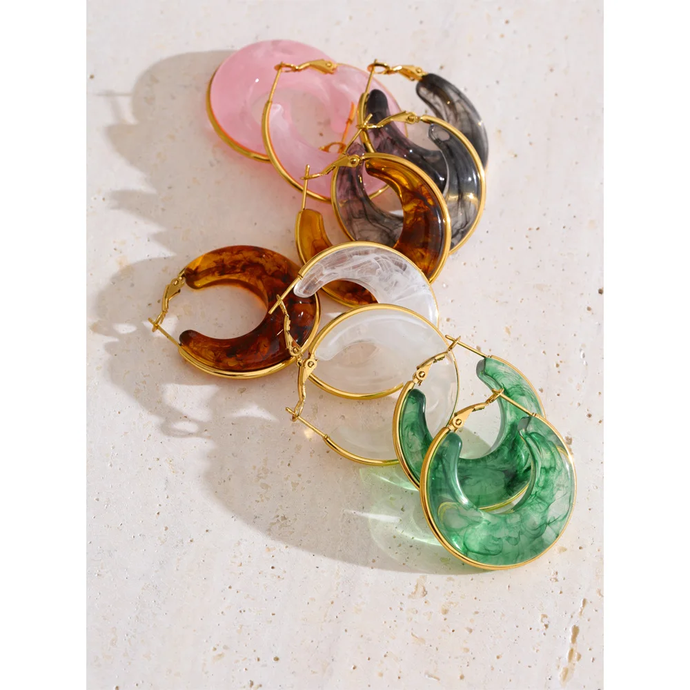 Chunky Acetate Hoop Earrings | Stainless Steel Daily Jewelry