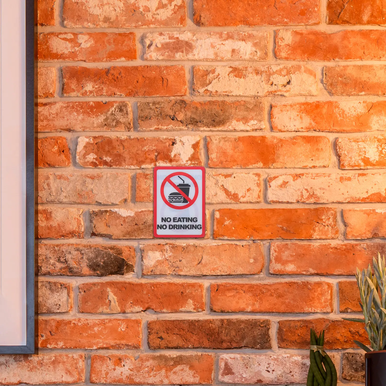 

12Pcs No Food Or Drink Warning Stickers Self Adhesive Workshop Factory Safety Labels No Eating Signs for Office Business Use