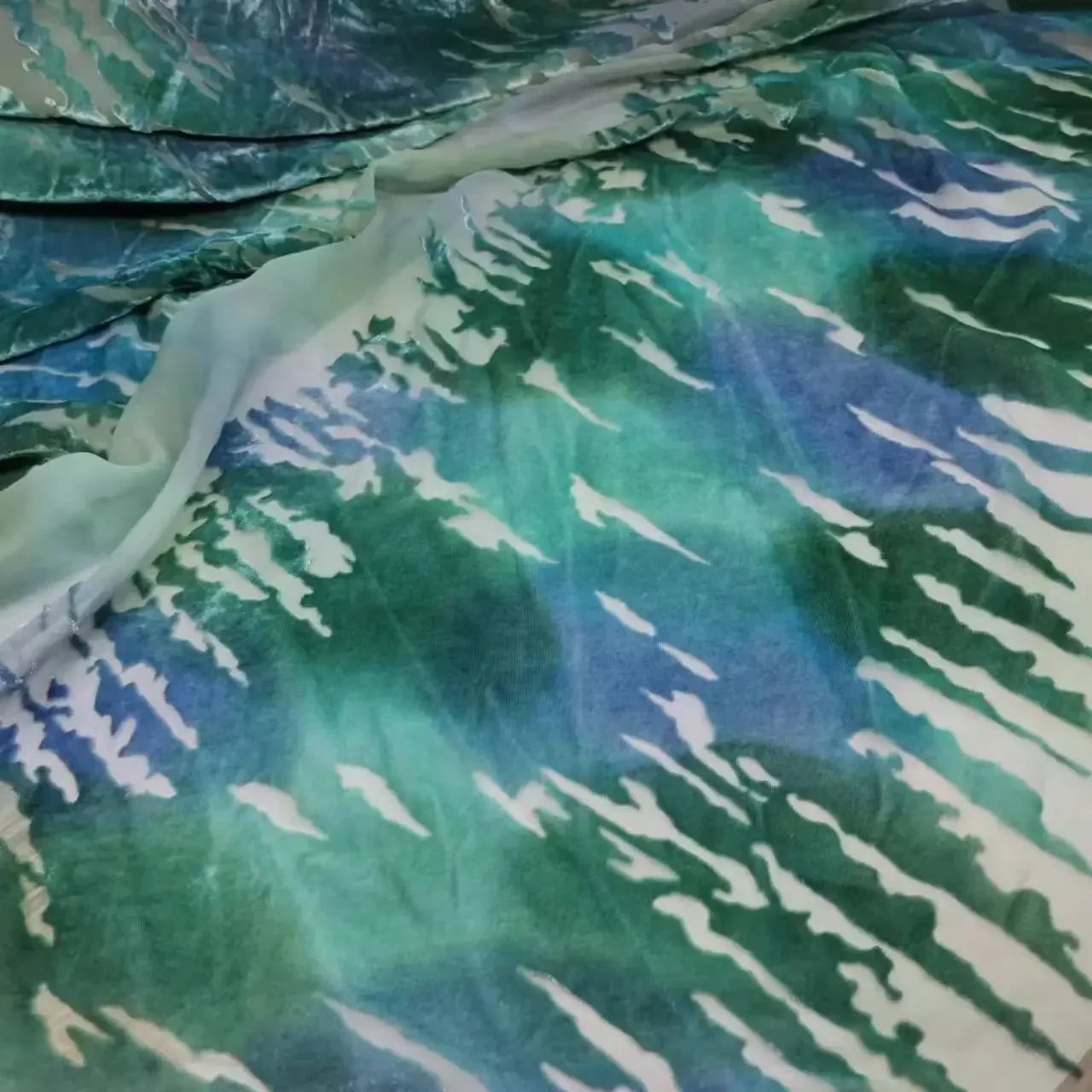 Ombre Burn-Out Velvet Tissue Fabric Gown Dress Flocked Rayon Qualified Shirt Material