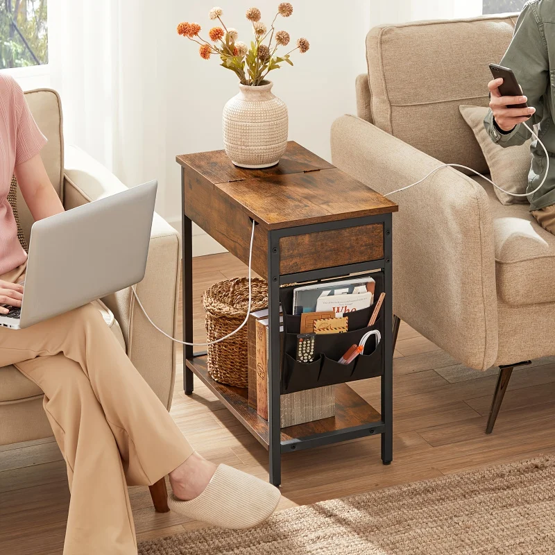 VASAGLE 2/1 piece coffee table for living room with storage, charging station, compact, space saving, easy to assemble