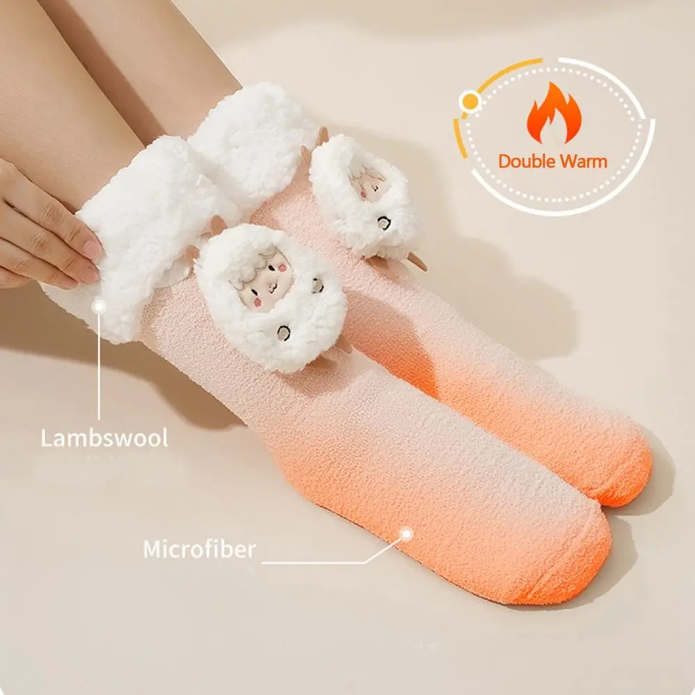 Creative Rechargeable Heated Socks Washable Plush Warm Socks Cold Proof Thickned Foot Warmer Home