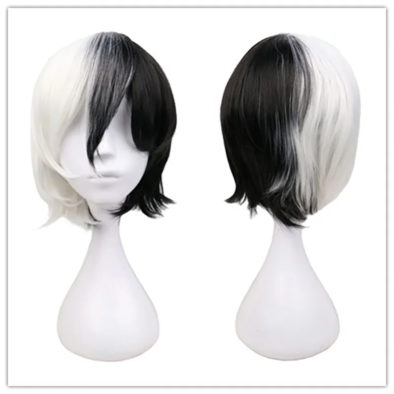 

Bungo Stray Dogs Kyuusaku Yumeno Half Black and White Short Heat Resistance Synthetic Hair Anime Costume Cosplay Wigs