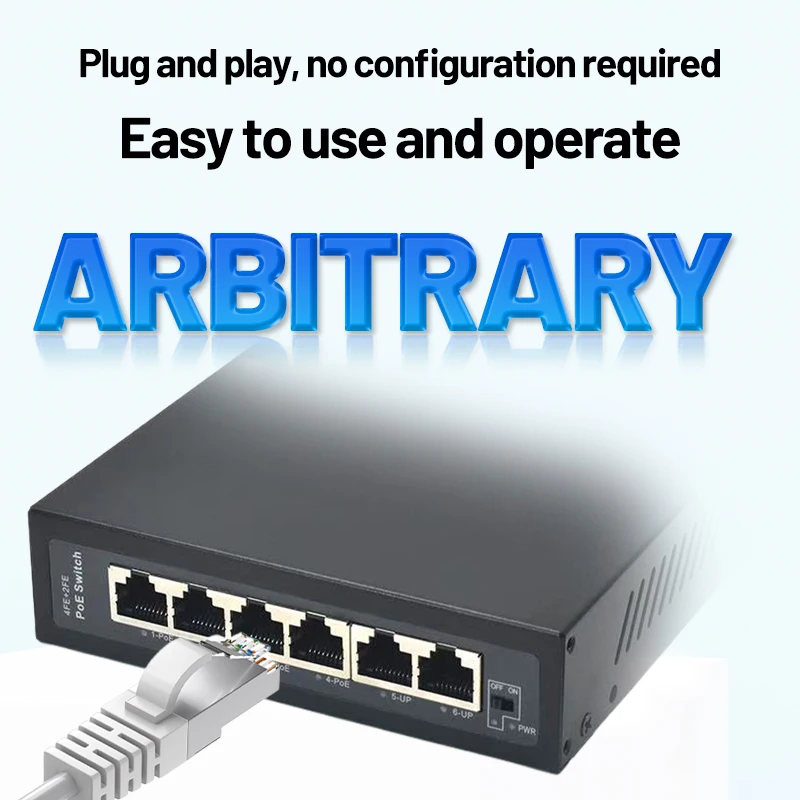 Kaysus 48V PoEスイッチ 100Mbps 6ポート 100M PoEスイッチ 4FE(PoE)+2FE アンマネージド プラグアンドプレイ 30W PoE AIネットワークスイッチ（CCTV用）