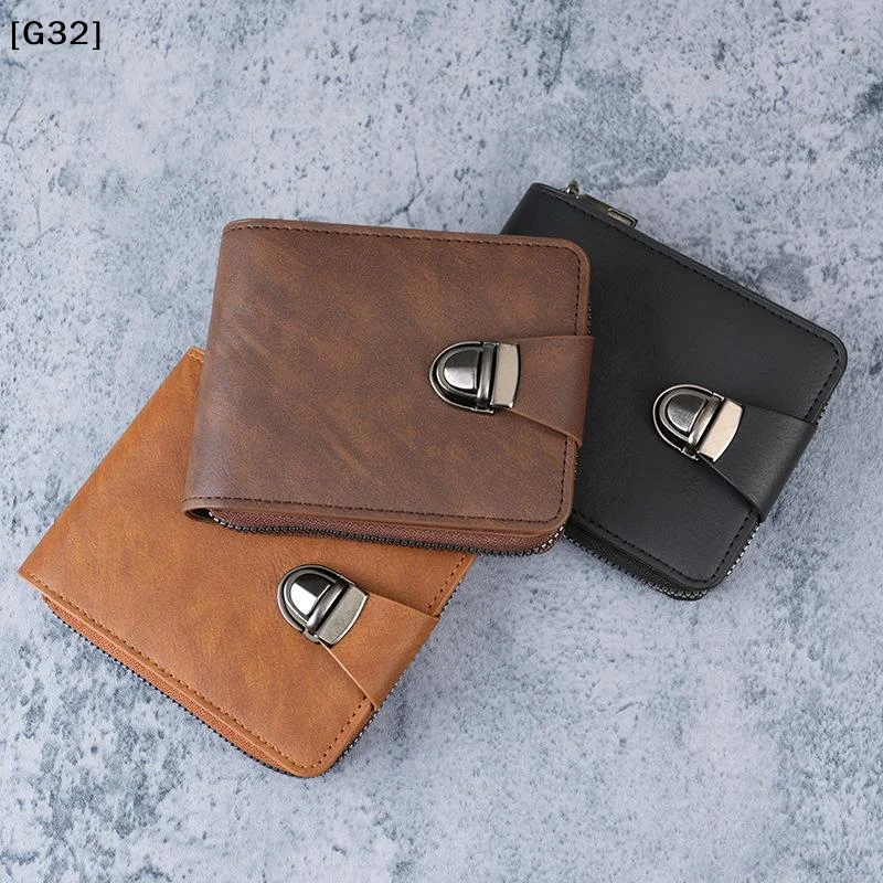 Vintage PU Leather Mens Bifold Wallet With Secure Metal Buckle And Multi Card Slots Perfect For Daily Use Business Travel[G32]