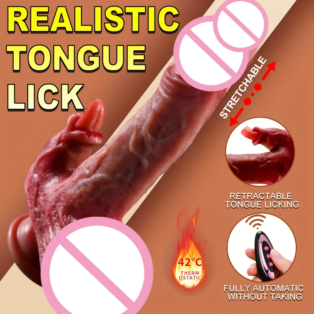 

With tongue licking penetrating penis dildo remote control telescopic jittery heated vibrator female sex toys vaginal massager