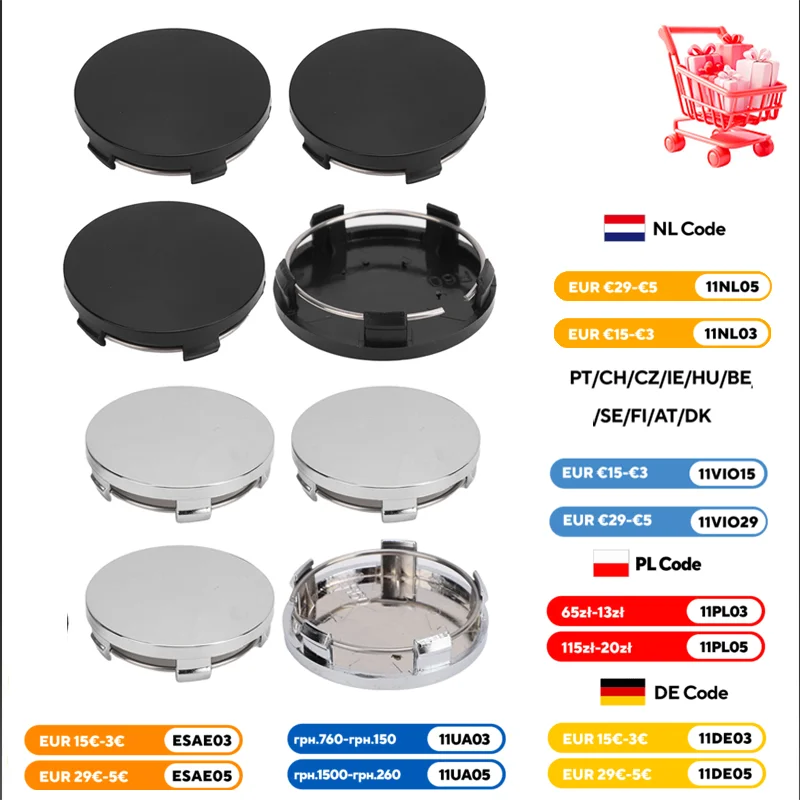 Tapas universales para cubo de rueda de coche, pegatina para tapacubos, accesorios de decoración, 4 piezas, 60mm/2,36 pulgadas