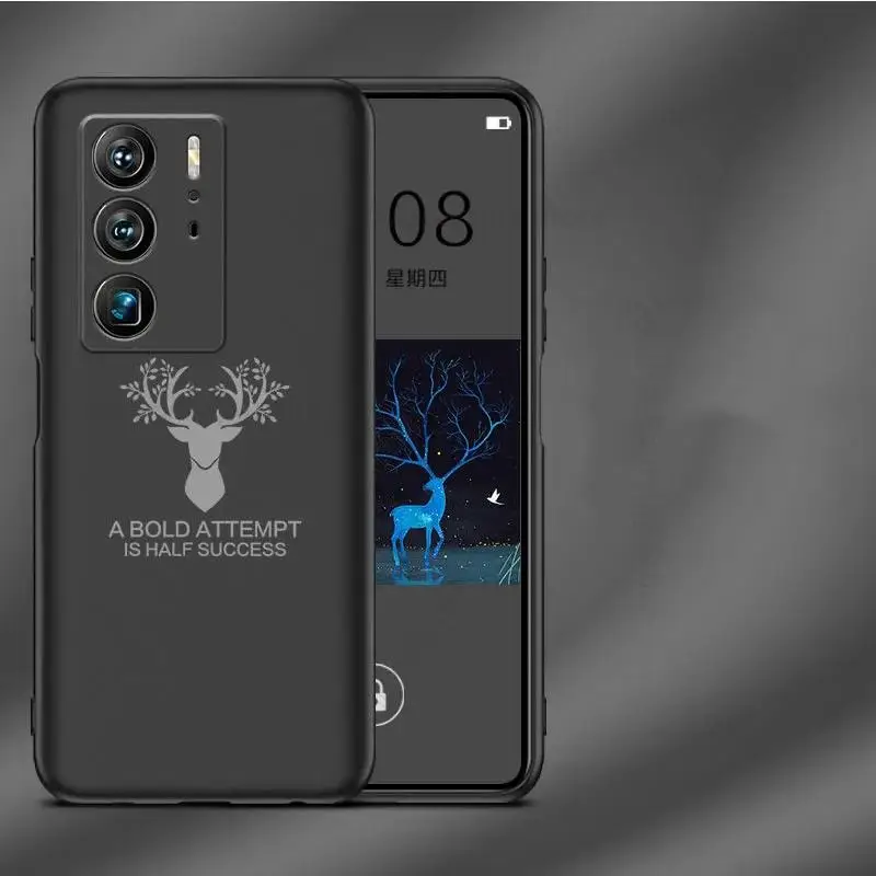 Fundas For ZTE Axon 40 Ultra 5G Ultra Slim Soft Silicone Matte Phone Case Capa For Axon 40 Pro Cartoon Elk Deer Head Phone Cover