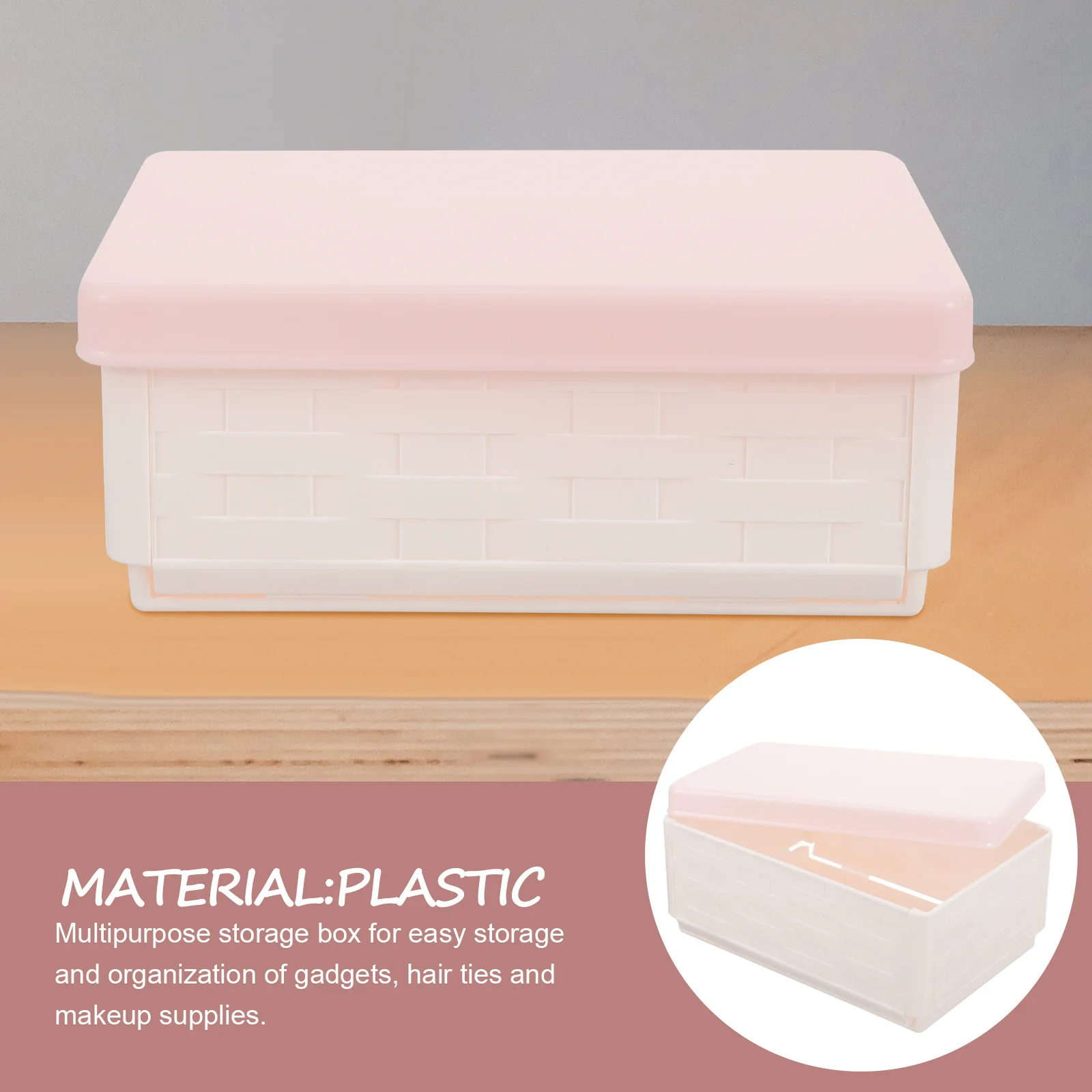 Kotak Penyimpanan Serbaguna Plastik untuk Kantor, Belajar, Dapur, Wadah Penyimpanan Plastik Kecil dengan Tutup