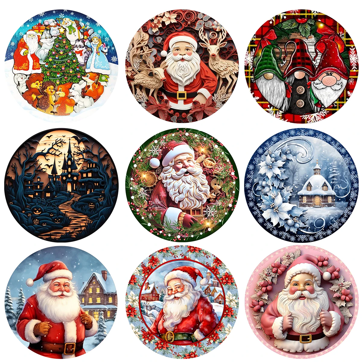 

Wooden Puzzle Merry Christmas Jigsaw Puzzles For Kids Surprise Toys Creative Games Round Shaped Wood Puzzle With Education game